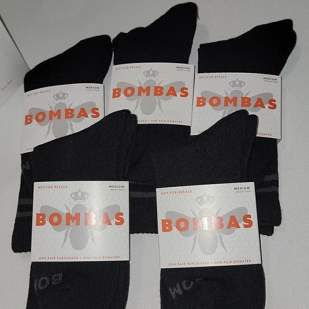 Bombas Calf Socks Men Shoe Size 6-9 Honeycomb Arch Black Lot of 5 Pairs Medium